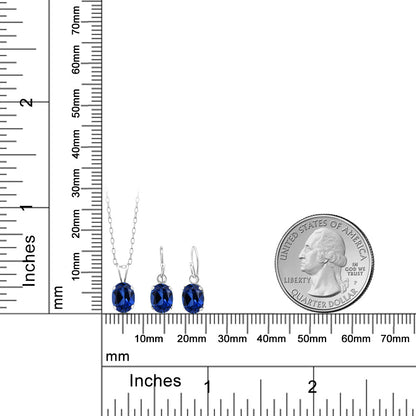 2.7カラット シンセティック サファイア ネックレス ピアス セット シルバー925 9月 誕生石