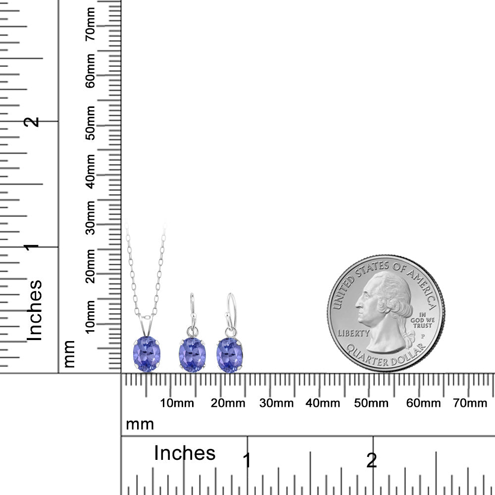 2.25カラット 天然石 タンザナイト ネックレス ピアス セット シルバー925 12月 誕生石