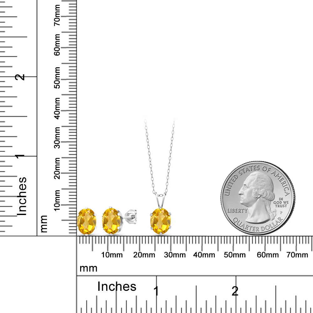 3.9カラット  天然 シトリン ネックレス ピアス セット   シルバー925  11月 誕生石