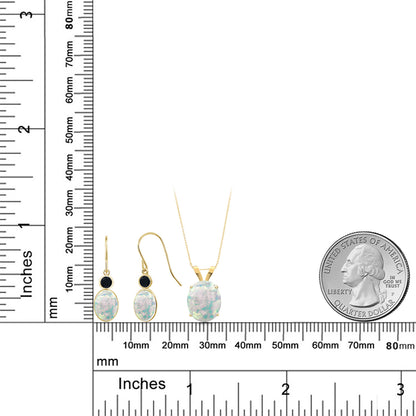 4.2カラット シミュレイテッド ホワイトオパール ネックレス ピアス セット 14金 イエローゴールド K14 10月 誕生石