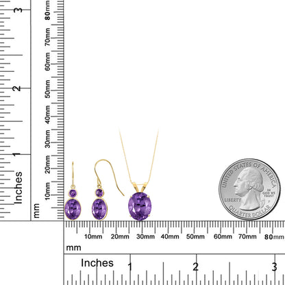 4.7カラット 天然 アメジスト ネックレス ピアス セット 14金 イエローゴールド K14 2月 誕生石