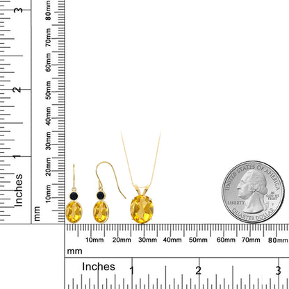 6カラット 天然 シトリン ネックレス ピアス セット 14金 イエローゴールド K14 11月 誕生石
