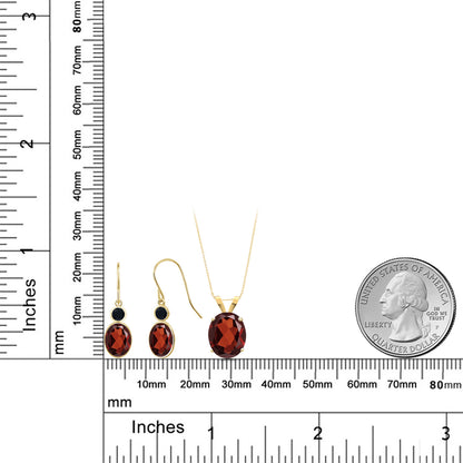 6.85カラット 天然 ガーネット ネックレス ピアス セット 14金 イエローゴールド K14 1月 誕生石