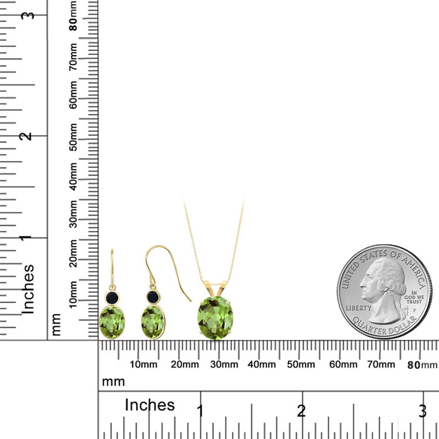6.04カラット 天然石 ペリドット ネックレス ピアス セット 14金 イエローゴールド K14 8月 誕生石