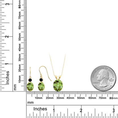 6.04カラット 天然石 ペリドット ネックレス ピアス セット 14金 イエローゴールド K14 8月 誕生石