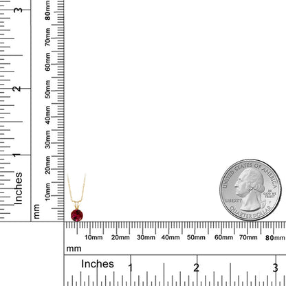 0.4カラット シンセティック ルビー ネックレス 14金 イエローゴールド K14 7月 誕生石