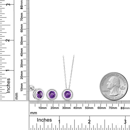3カラット  天然 アメジスト ネックレス ピアス セット   シルバー925  2月 誕生石