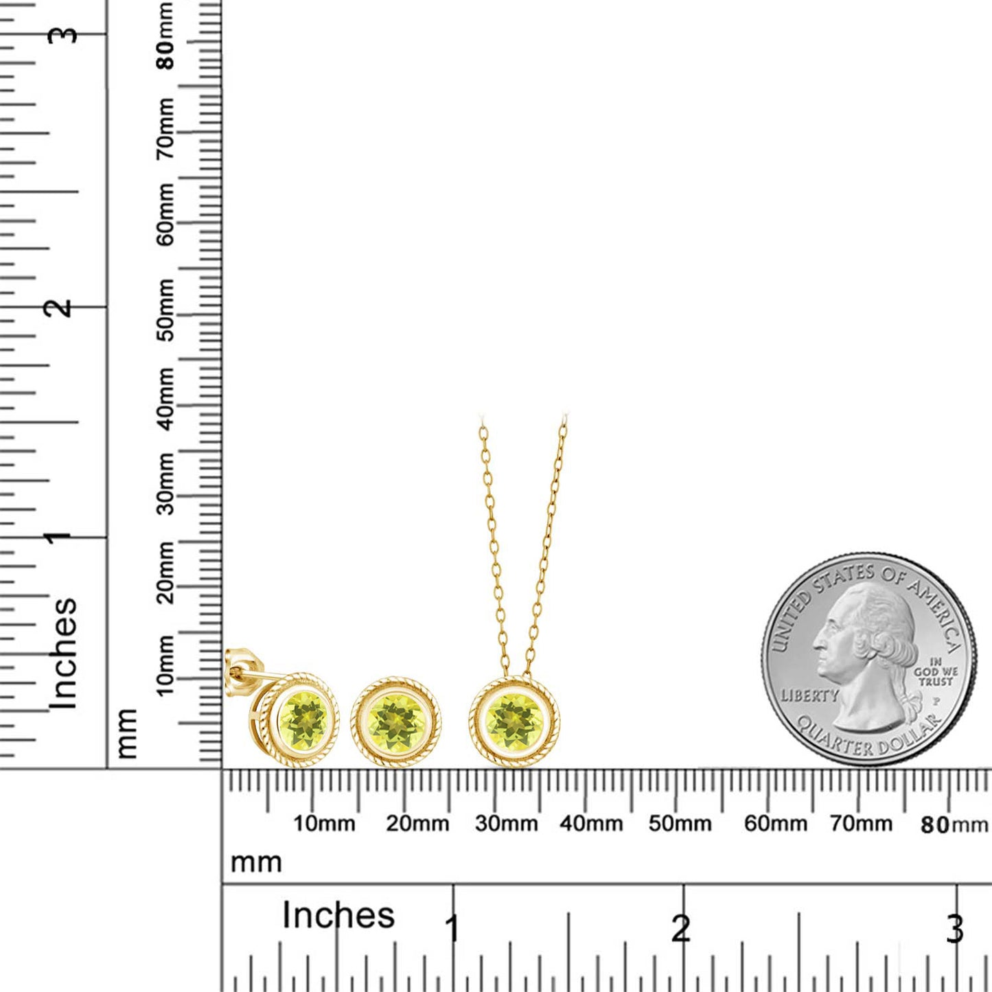 3カラット  天然石 ミスティックトパーズ  ネックレス ピアス セット   シルバー925 18金 イエローゴールド 加工  11月 誕生石