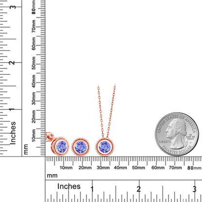 2.7カラット  天然石 タンザナイト ネックレス ピアス セット   シルバー925 18金 ピンクゴールド 加工  12月 誕生石
