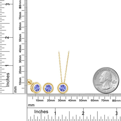 2.7カラット  天然石 タンザナイト ネックレス ピアス セット   シルバー925 18金 イエローゴールド 加工  12月 誕生石