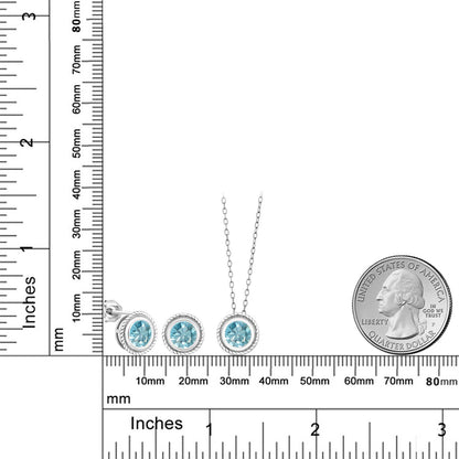 3.6カラット  天然石 ブルージルコン ネックレス ピアス セット   シルバー925