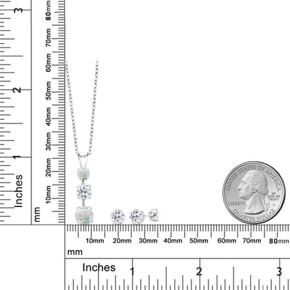 3.05カラット  シミュレイテッド ホワイトオパール ネックレス ピアス セット  天然 トパーズ シルバー925  10月 誕生石