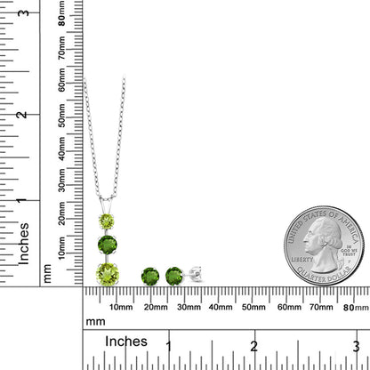 2.8カラット 天然石 ペリドット ネックレス ピアス セット 天然 クロムダイオプサイド シルバー925 8月 誕生石