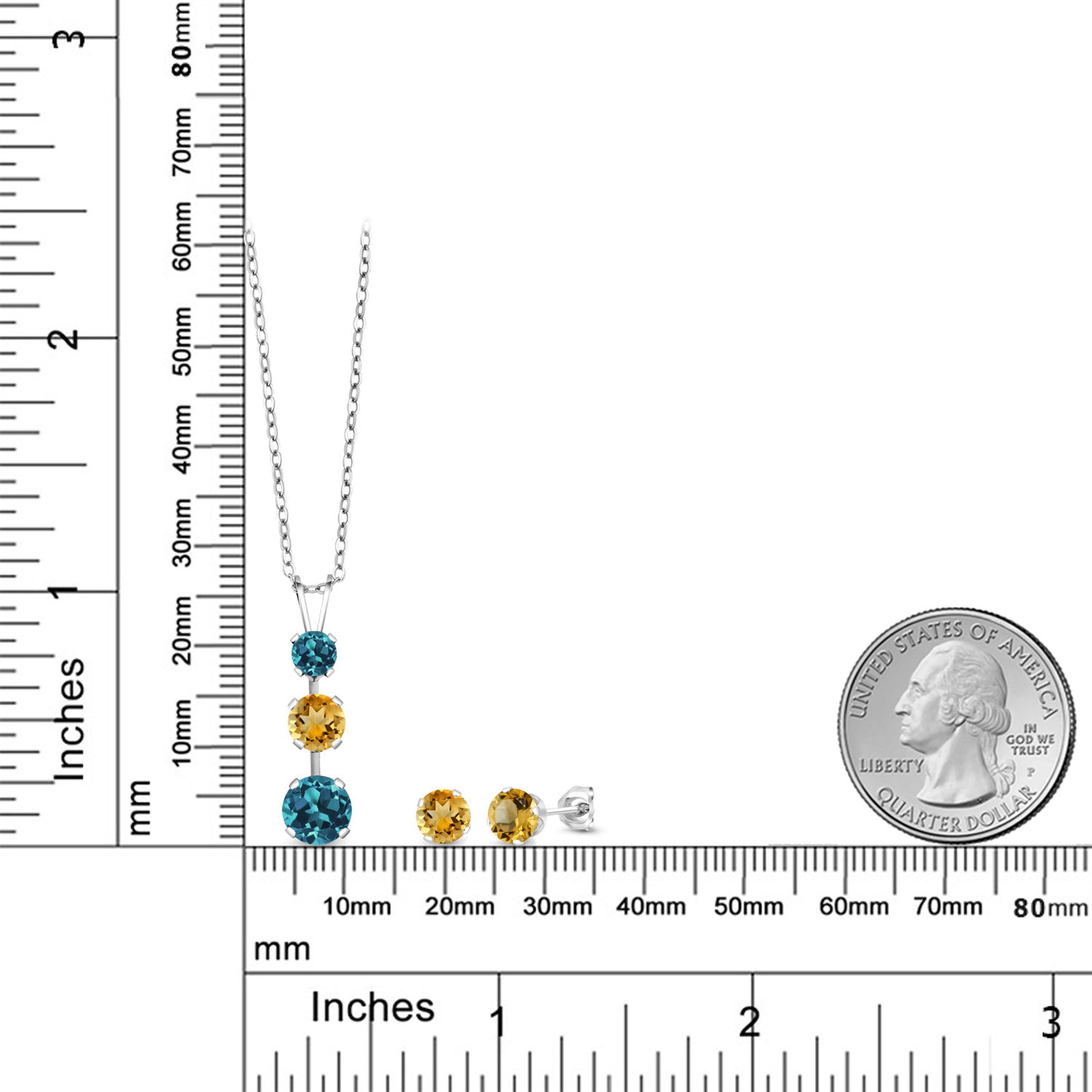 2.77カラット  天然 ロンドンブルートパーズ ネックレス ピアス セット  天然 シトリン シルバー925  11月 誕生石