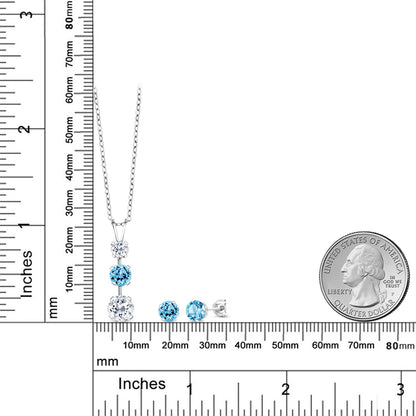 3.18カラット  天然 トパーズ ネックレス ピアス セット  天然 スイスブルートパーズ シルバー925  11月 誕生石