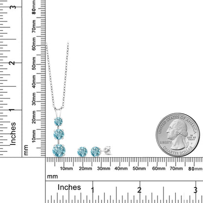 4.25カラット  天然石 ブルージルコン ネックレス ピアス セット   シルバー925