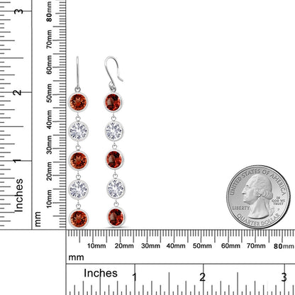 10.0カラット 天然 ガーネット ピアス シンセティック ホワイトサファイア シルバー925 1月 誕生石