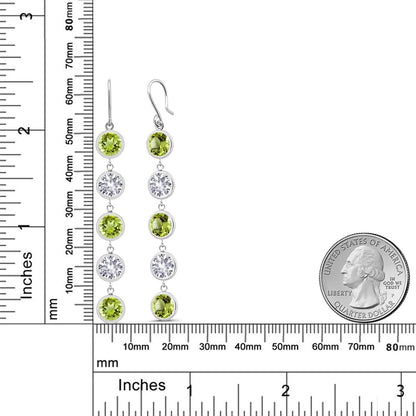 10.0カラット 天然石 ペリドット ピアス シンセティック ホワイトサファイア シルバー925 8月 誕生石