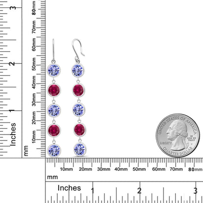 9.4カラット 天然石 タンザナイト ピアス シンセティック ルビー シルバー925 12月 誕生石