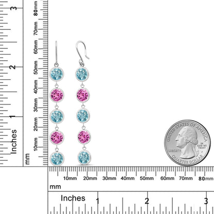 11.2カラット 天然石 ブルージルコン ピアス シンセティック ピンクサファイア シルバー925