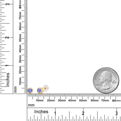 0.6カラット 天然石 タンザナイト ピアス 14金 イエローゴールド K14 12月 誕生石