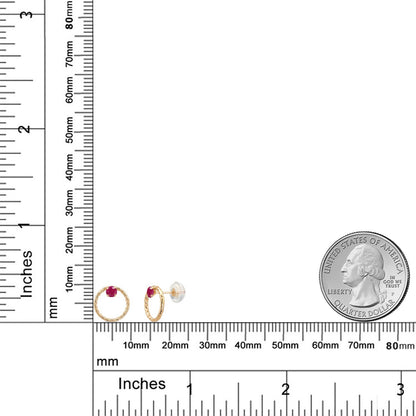0.31カラット 天然 ルビー ピアス 14金 イエローゴールド K14 7月 誕生石