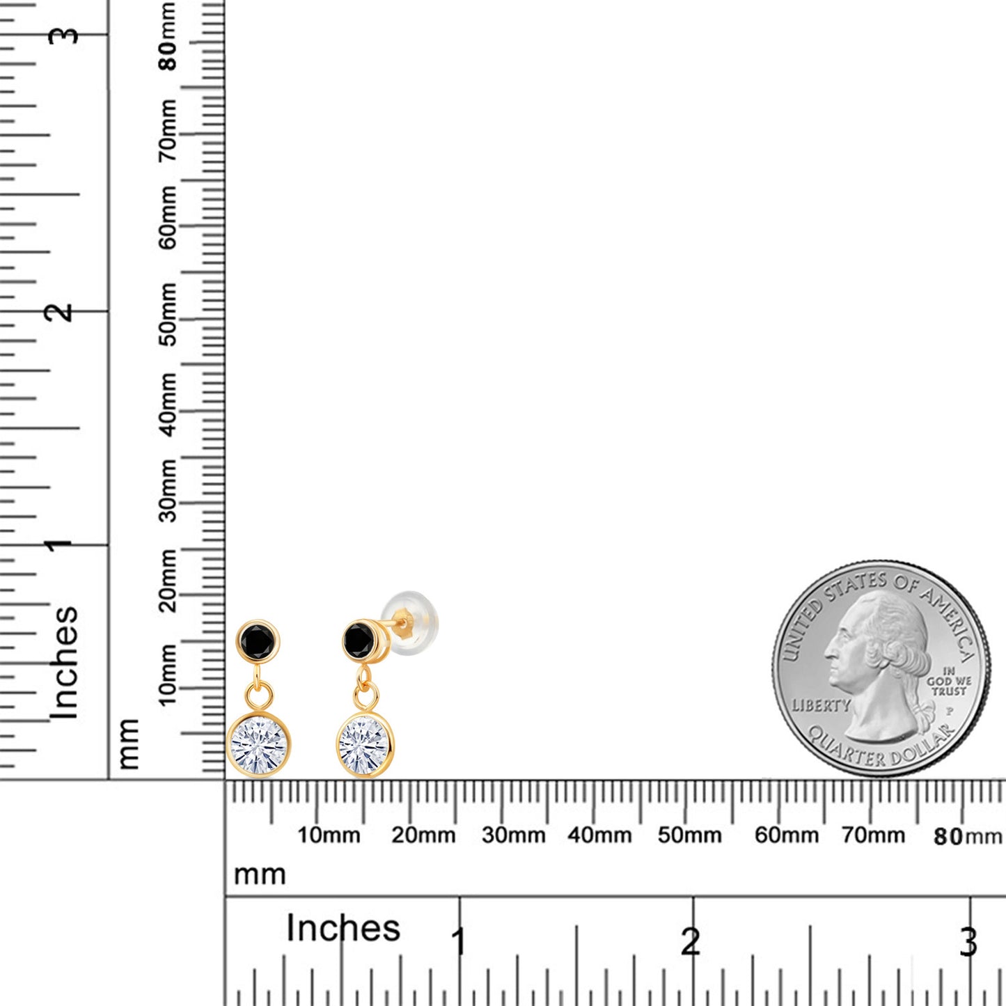 1.8カラット モアサナイト ピアス Charles & Colvard 天然 ブラックダイヤモンド 14金 イエローゴールド K14