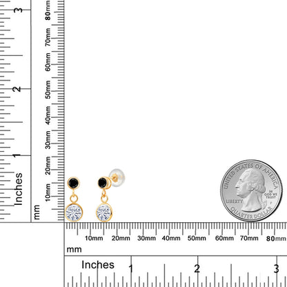 1.8カラット モアサナイト ピアス Charles & Colvard 天然 ブラックダイヤモンド 14金 イエローゴールド K14