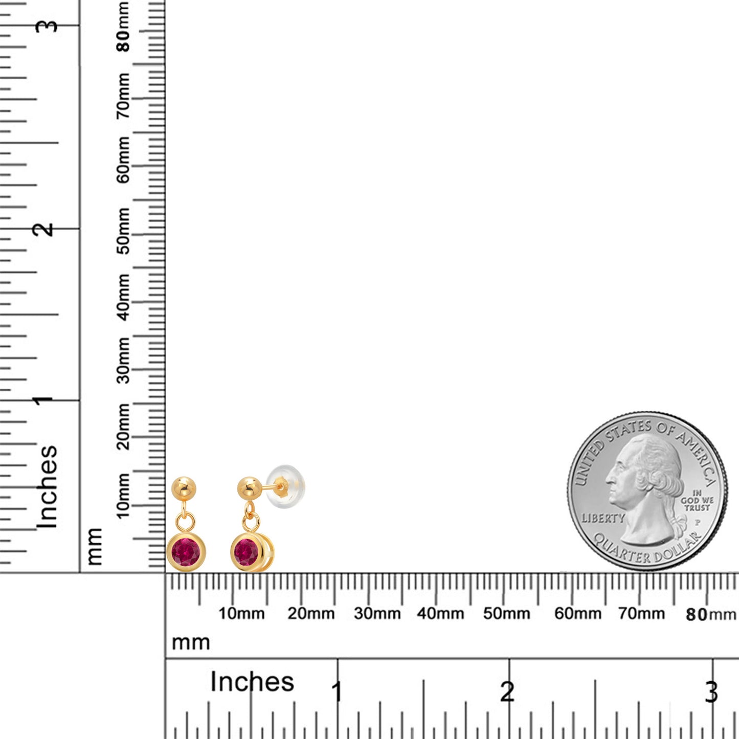 0.5カラット  シンセティック ルビー ピアス   14金 イエローゴールド K14  7月 誕生石