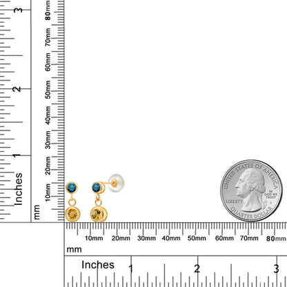 0.71カラット 天然 シトリン ピアス 天然 ブルーダイヤモンド 14金 イエローゴールド K14 11月 誕生石