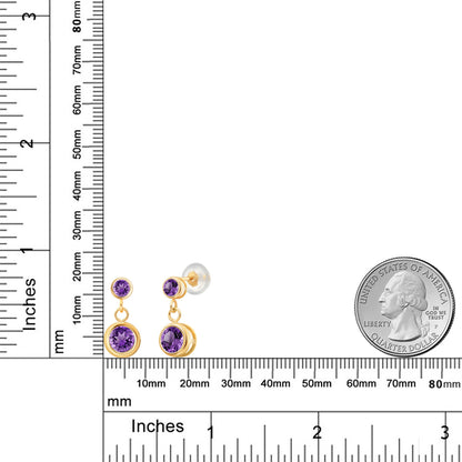 1.15カラット 天然 アメジスト ピアス 14金 イエローゴールド K14 2月 誕生石