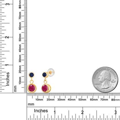 1.4カラット 天然 ルビー ピアス 天然 サファイア 14金 イエローゴールド K14 7月 誕生石
