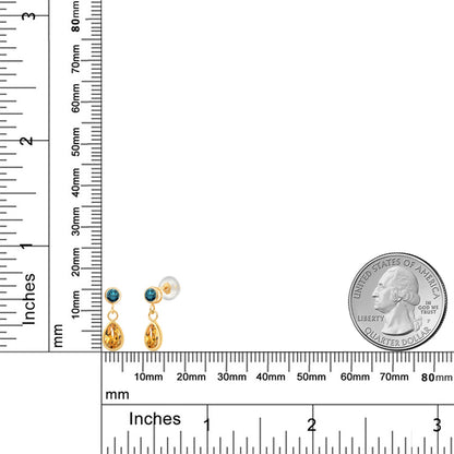 0.86カラット 天然 シトリン ピアス 天然 ブルーダイヤモンド 14金 イエローゴールド K14 11月 誕生石