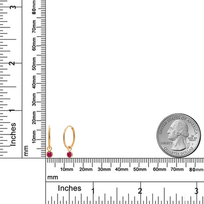 0.31カラット 天然 ルビー フープピアス 14金 イエローゴールド K14 7月 誕生石
