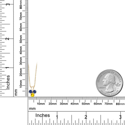 0.41カラット  シンセティック サファイア トリロジー ネックレス   14金 イエローゴールド K14  9月 誕生石