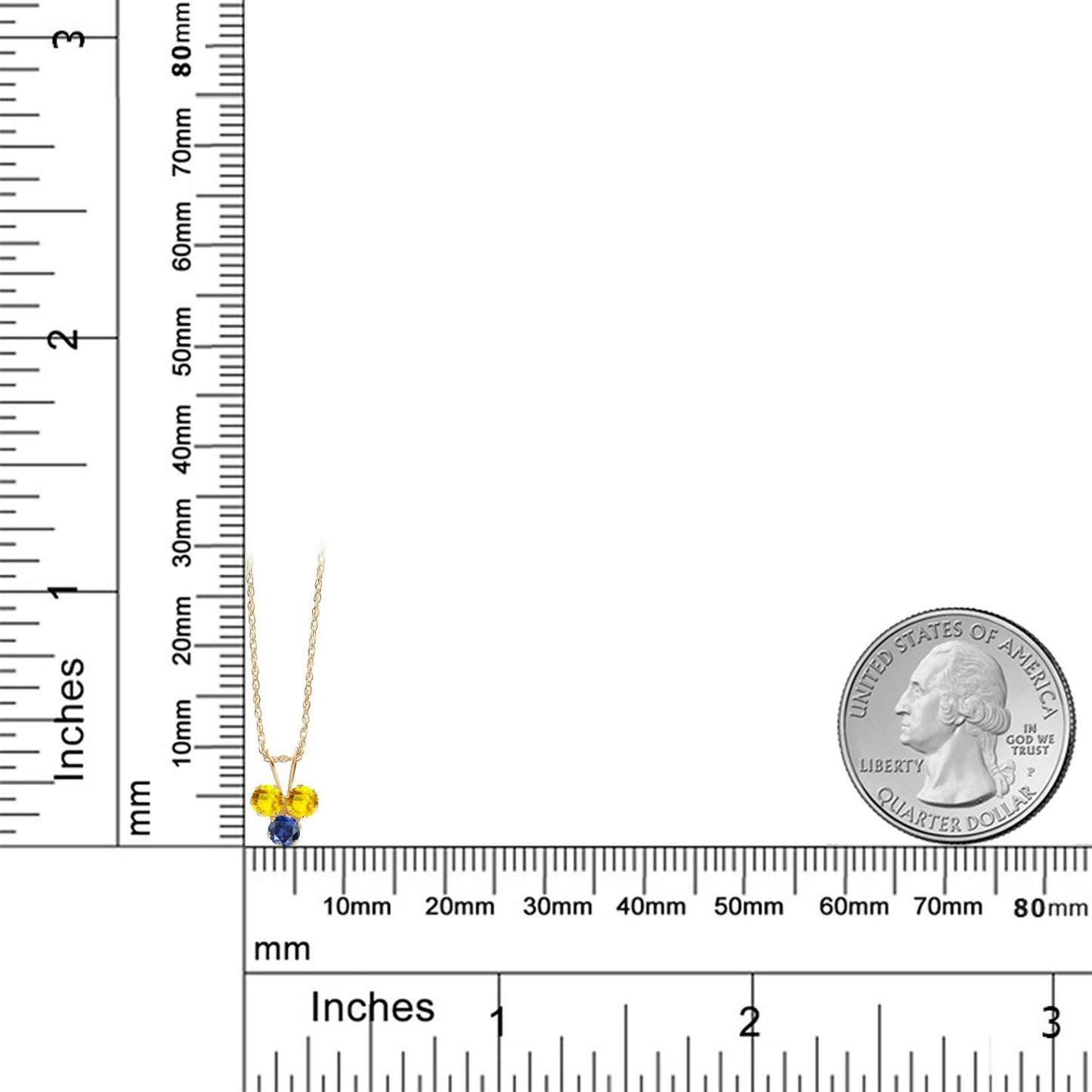 0.41カラット  天然 イエローサファイア トリロジー ネックレス   14金 イエローゴールド K14  9月 誕生石