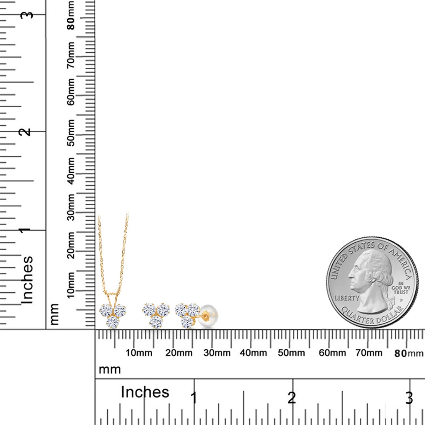 0.9カラット モアサナイト ネックレス ピアス セット Charles & Colvard 14金 イエローゴールド K14