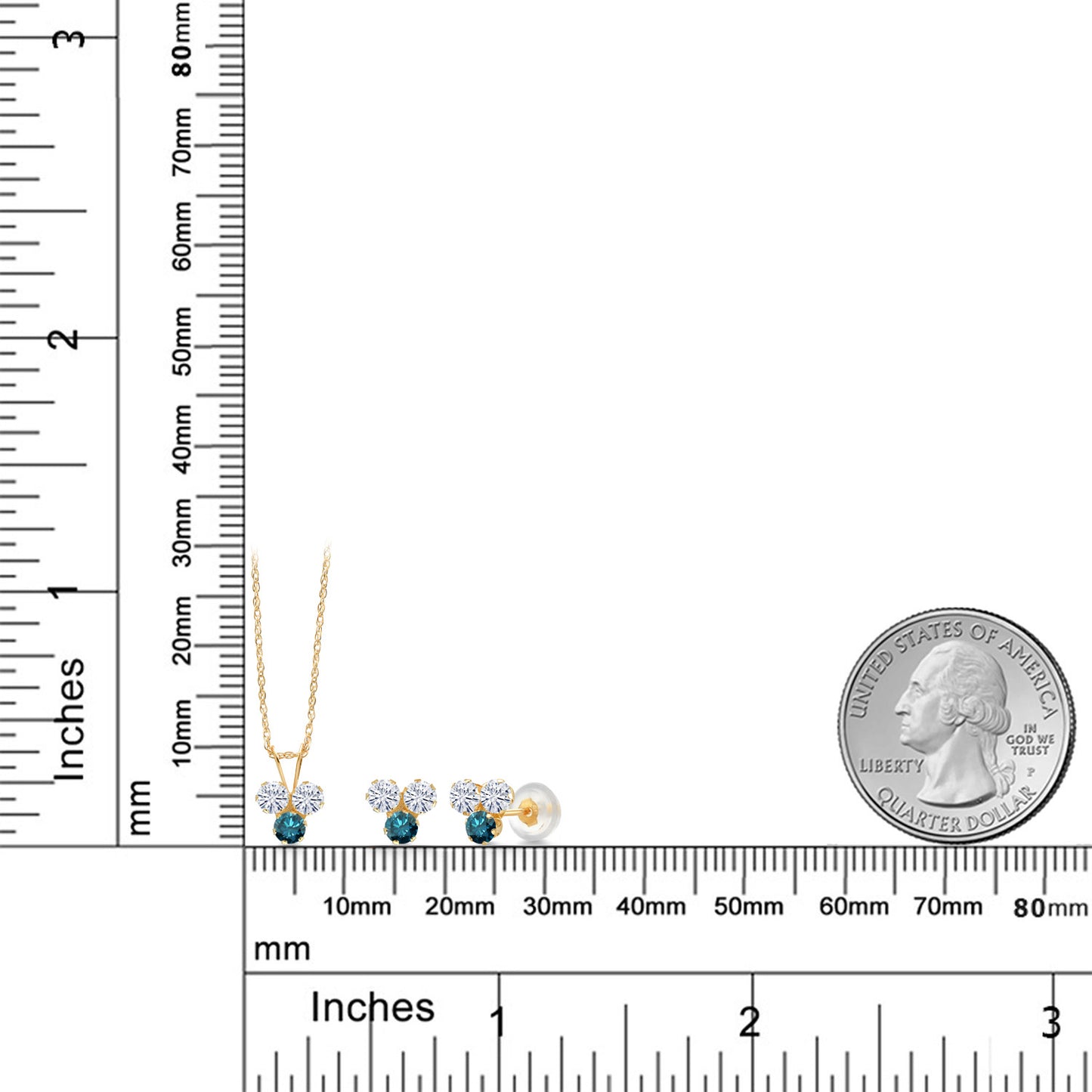 0.9カラット モアサナイト ネックレス ピアス セット Charles & Colvard 14金 イエローゴールド K14