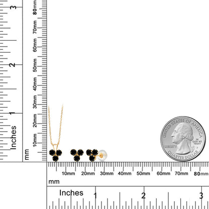 0.9カラット 天然 ブラックダイヤモンド ネックレス ピアス セット 14金 イエローゴールド K14