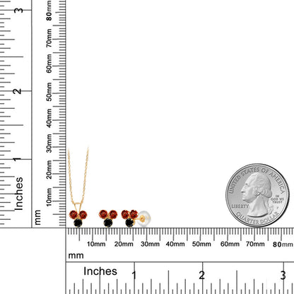 1.2カラット 天然 ガーネット ネックレス ピアス セット 14金 イエローゴールド K14 1月 誕生石