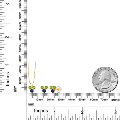 1.17カラット 天然石 ペリドット ネックレス ピアス セット 14金 イエローゴールド K14 8月 誕生石