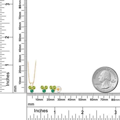 1.05カラット 天然石 ペリドット ネックレス ピアス セット 14金 イエローゴールド K14 8月 誕生石