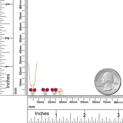 1.23カラット 天然 ルビー ネックレス ピアス セット 14金 イエローゴールド K14 7月 誕生石