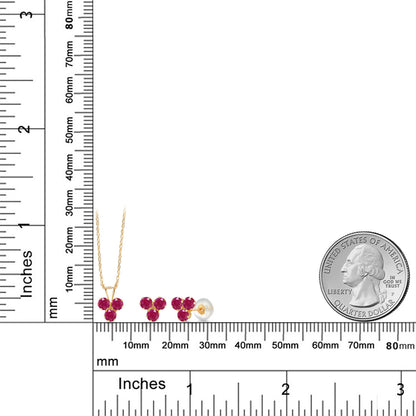 1.4カラット 天然 ルビー ネックレス ピアス セット 14金 イエローゴールド K14 7月 誕生石