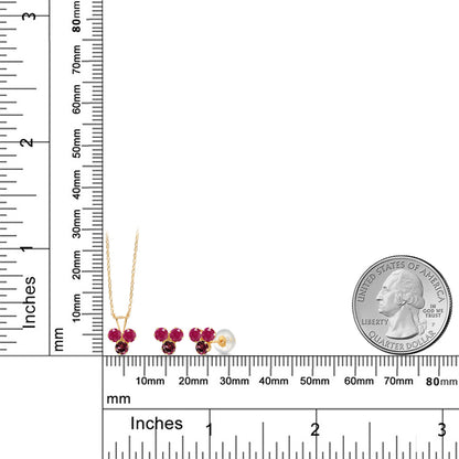 1.29カラット 天然 ルビー ネックレス ピアス セット 14金 イエローゴールド K14 7月 誕生石