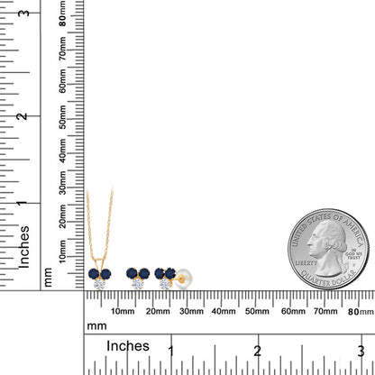 1.23カラット 天然 サファイア ネックレス ピアス セット 14金 イエローゴールド K14 9月 誕生石