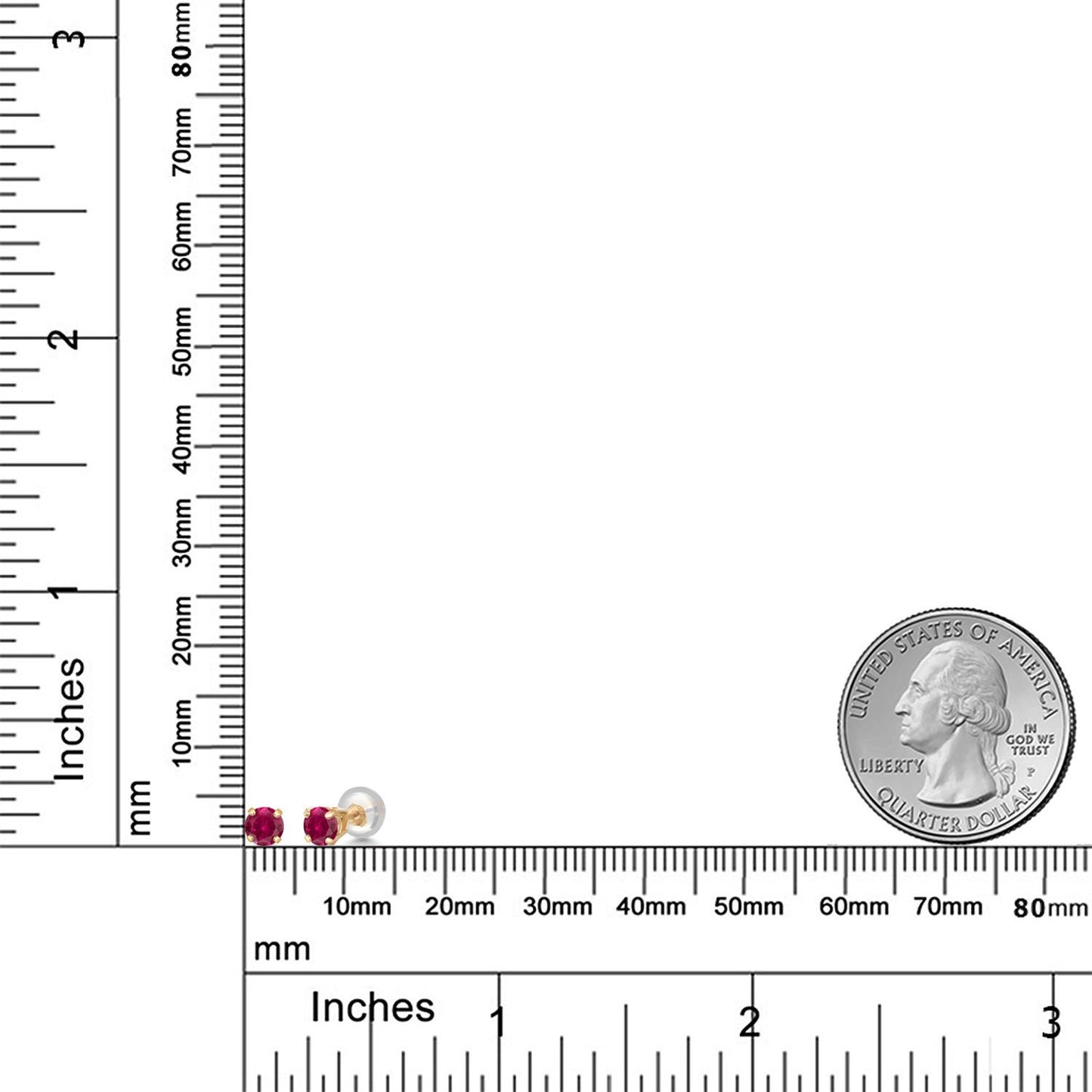 0.5カラット シンセティック ルビー ピアス 14金 イエローゴールド K14 7月 誕生石