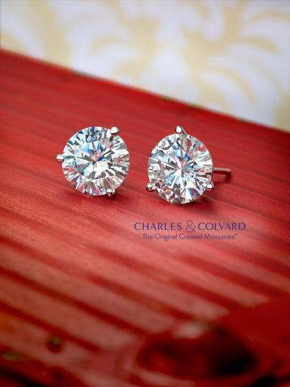 1.6カラット モアサナイト ピアス Charles & Colvard 14金 ホワイトゴールド K14