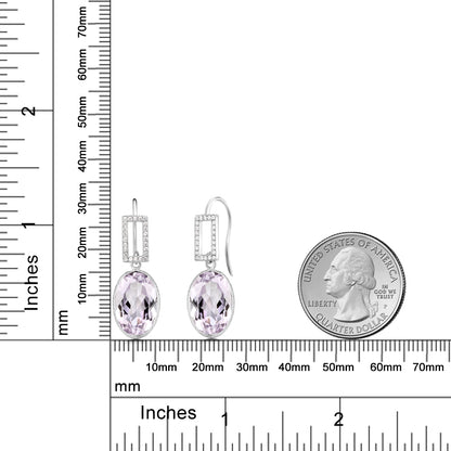 11.37カラット オーバル ピンク アメジスト シルバー925 ぶら下がりピアス