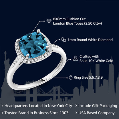 2.74カラット  天然 ロンドンブルートパーズ リング 指輪  天然 ダイヤモンド 10金 ホワイトゴールド K10  11月 誕生石